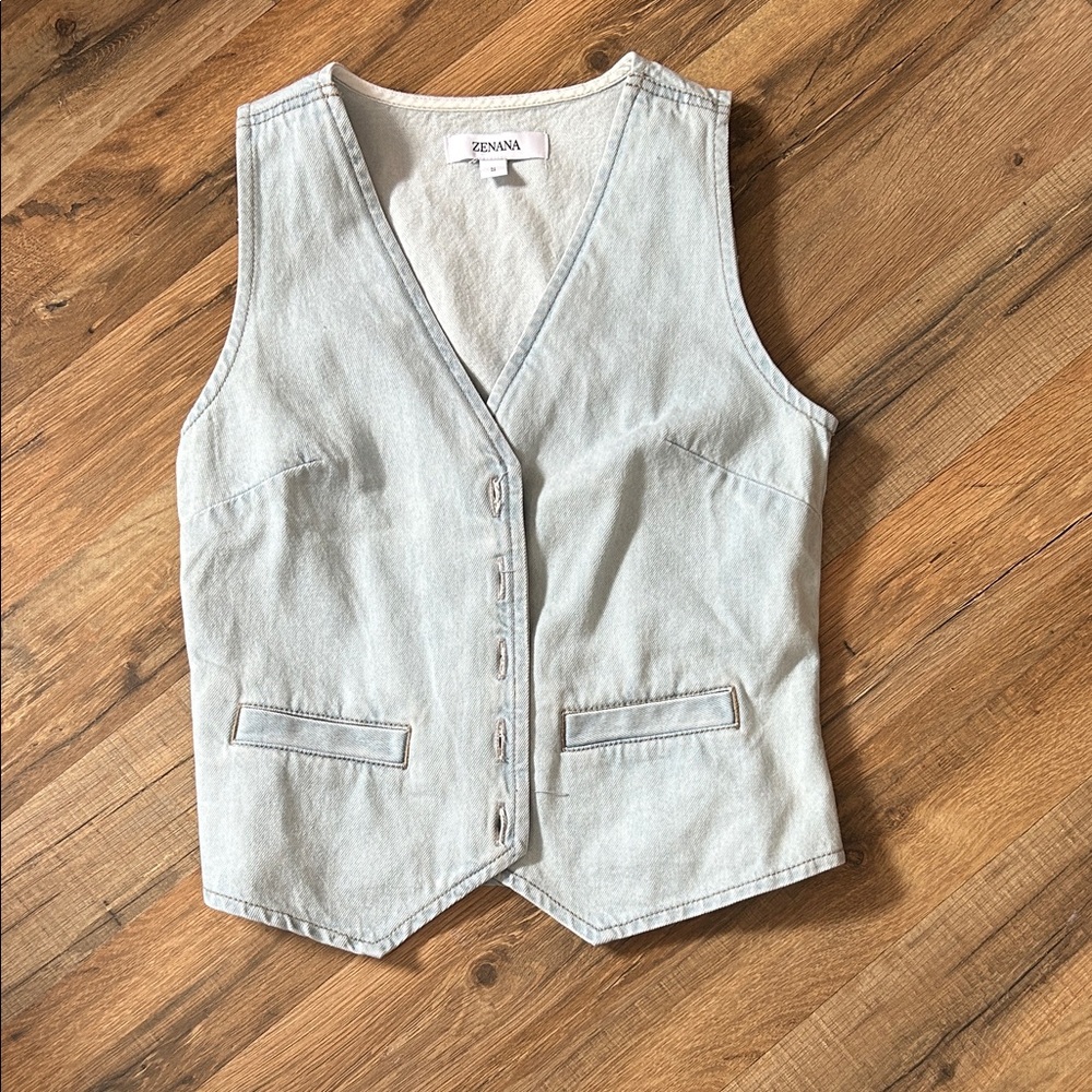 Zenana Outfitters Light Blue Denim Vest